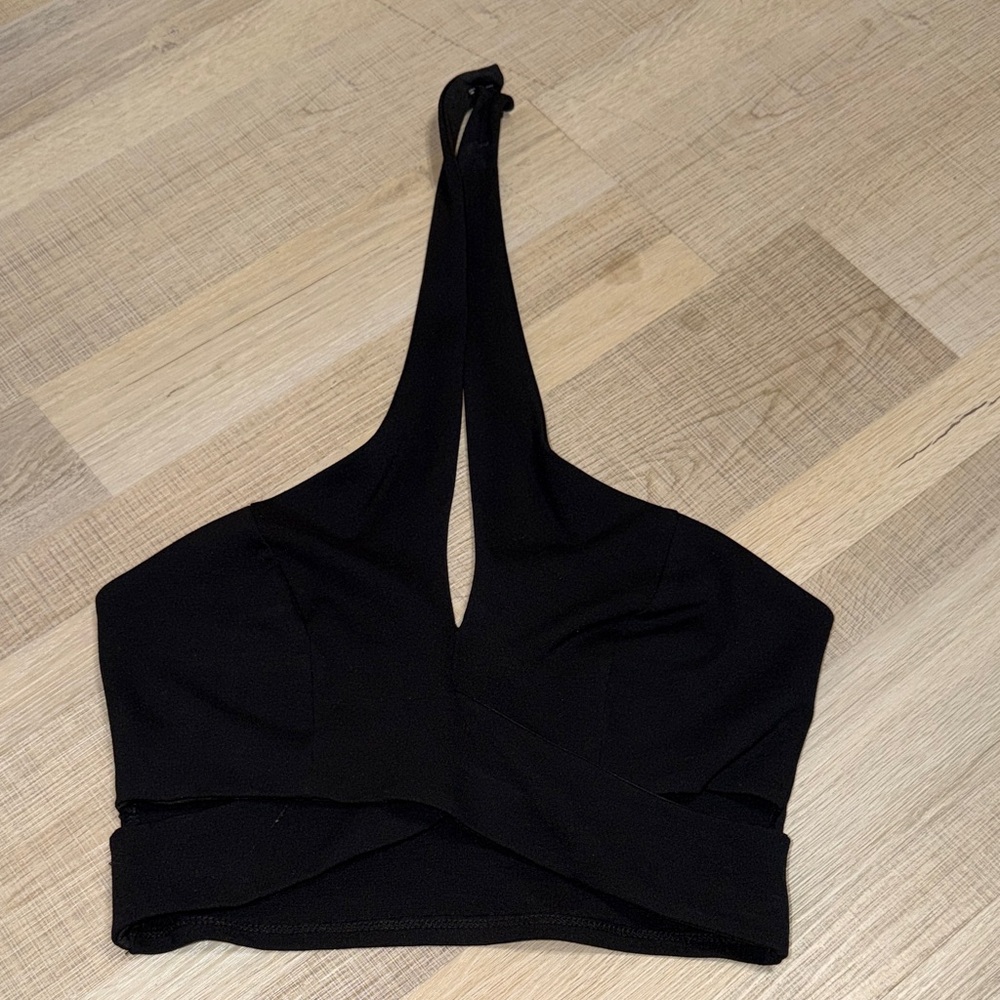 ANGL Black Halter Crop Top